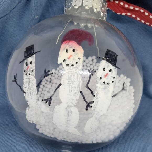 Snowman Snowglobe Christmas Ornament Primitive Cottage Cabin - Picture 4 of 9